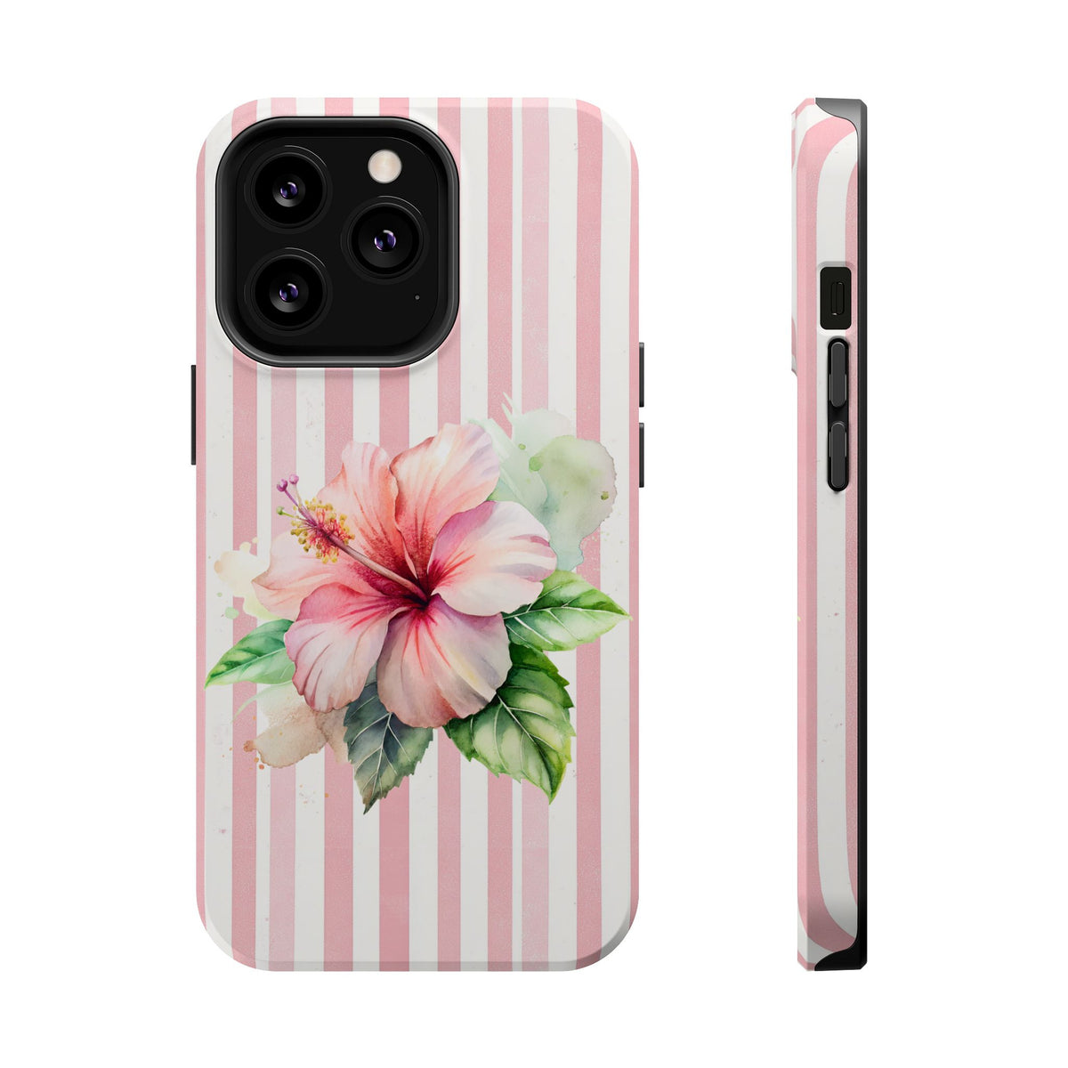 Pink Hibiscus MagSafe case for iPhone 13 Pro, glossy finish