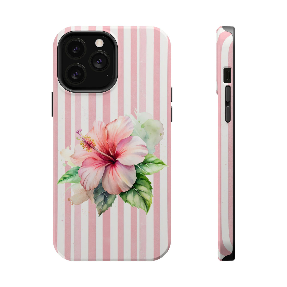 Pink Hibiscus MagSafe case for iPhone 13 Pro Max, glossy finish