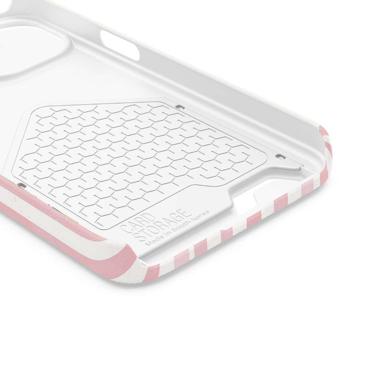 Pink Hibiscus phone case with card holder for iPhone 13, glossy finish