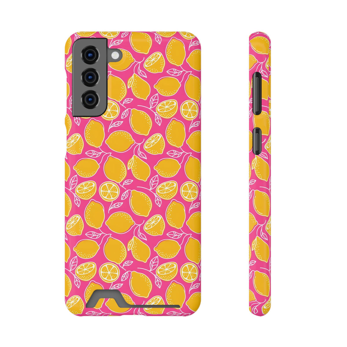 Pink Lemonade phone case with card holder for Samsung Galaxy S21 Plus, glossy finish