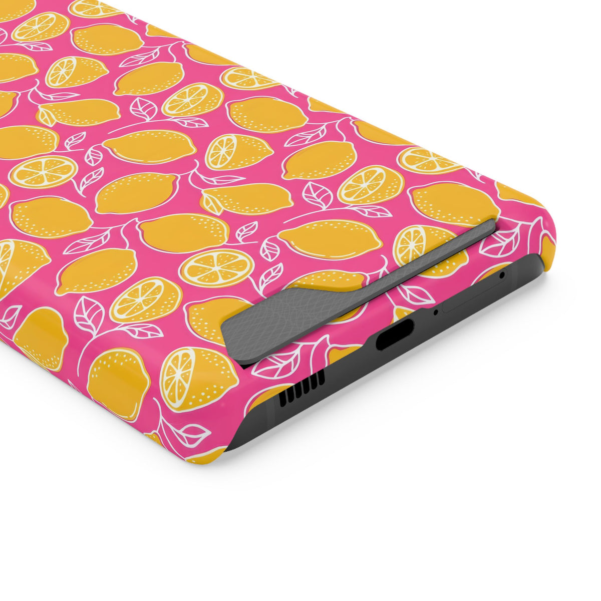 Pink Lemonade phone case with card holder for Samsung Galaxy S21 Ultra, glossy finish