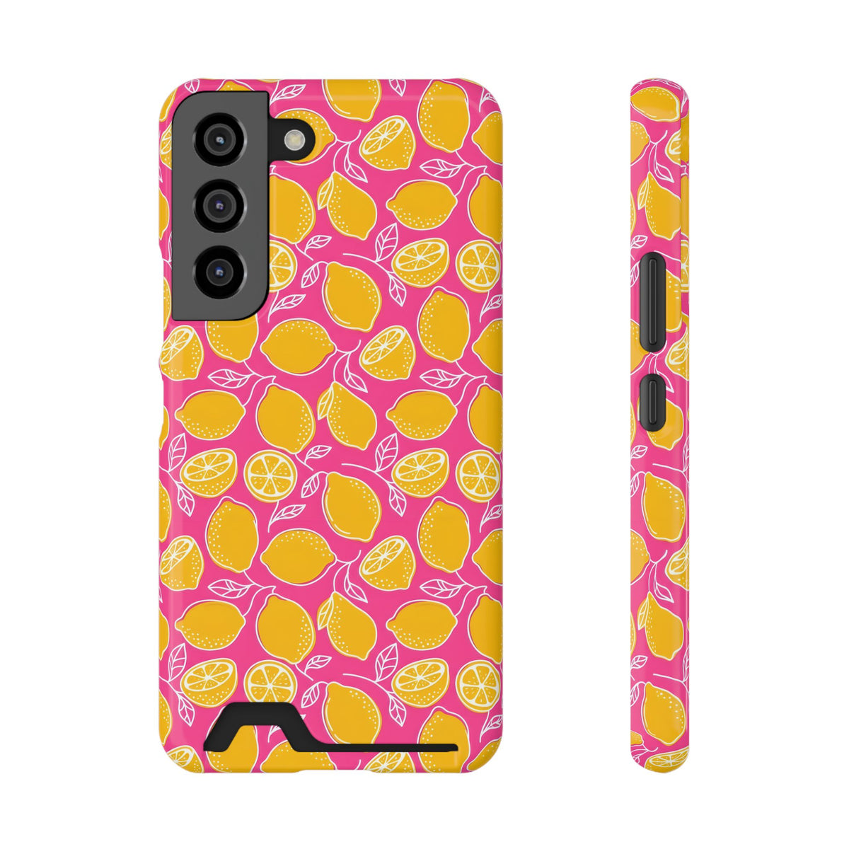 Pink Lemonade phone case with card holder for Samsung Galaxy S22, glossy finish