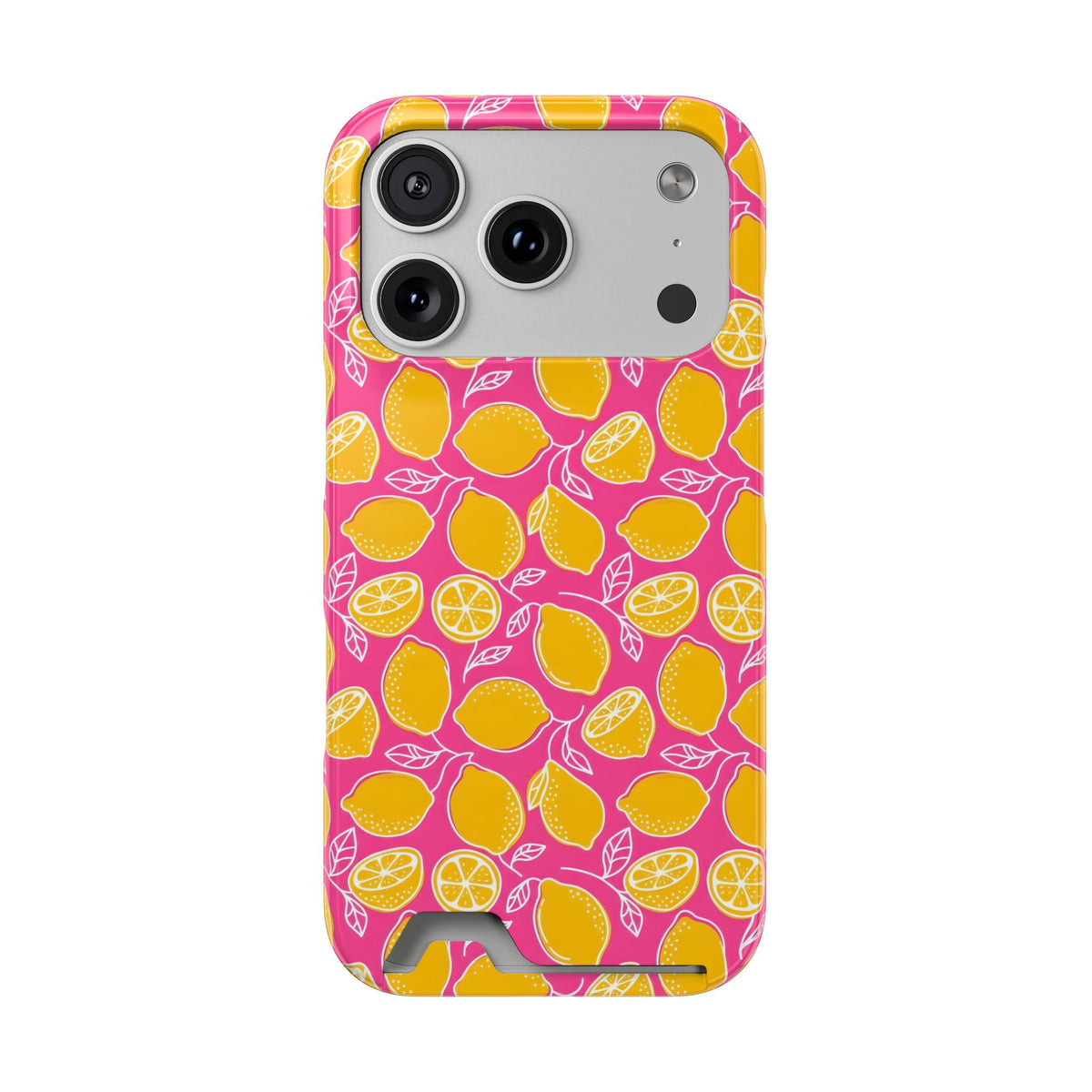 Pink Lemonade phone case with card holder for iPhone 18 Pro, glossy finish