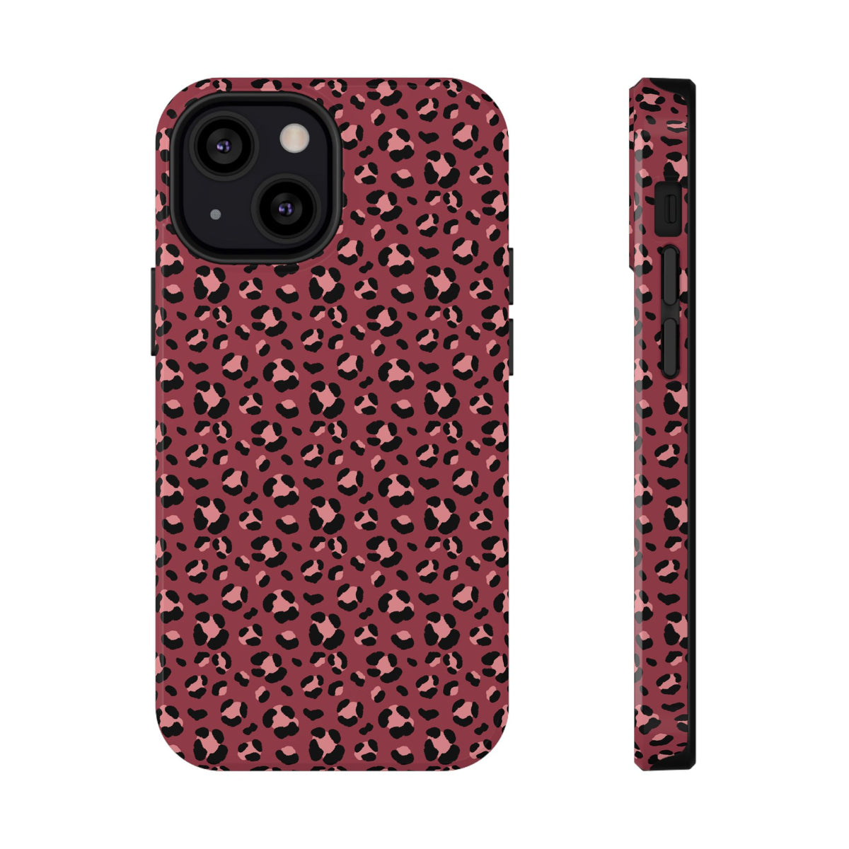 Pink Leopard protective phone case for iPhone 13 Mini, glossy finish
