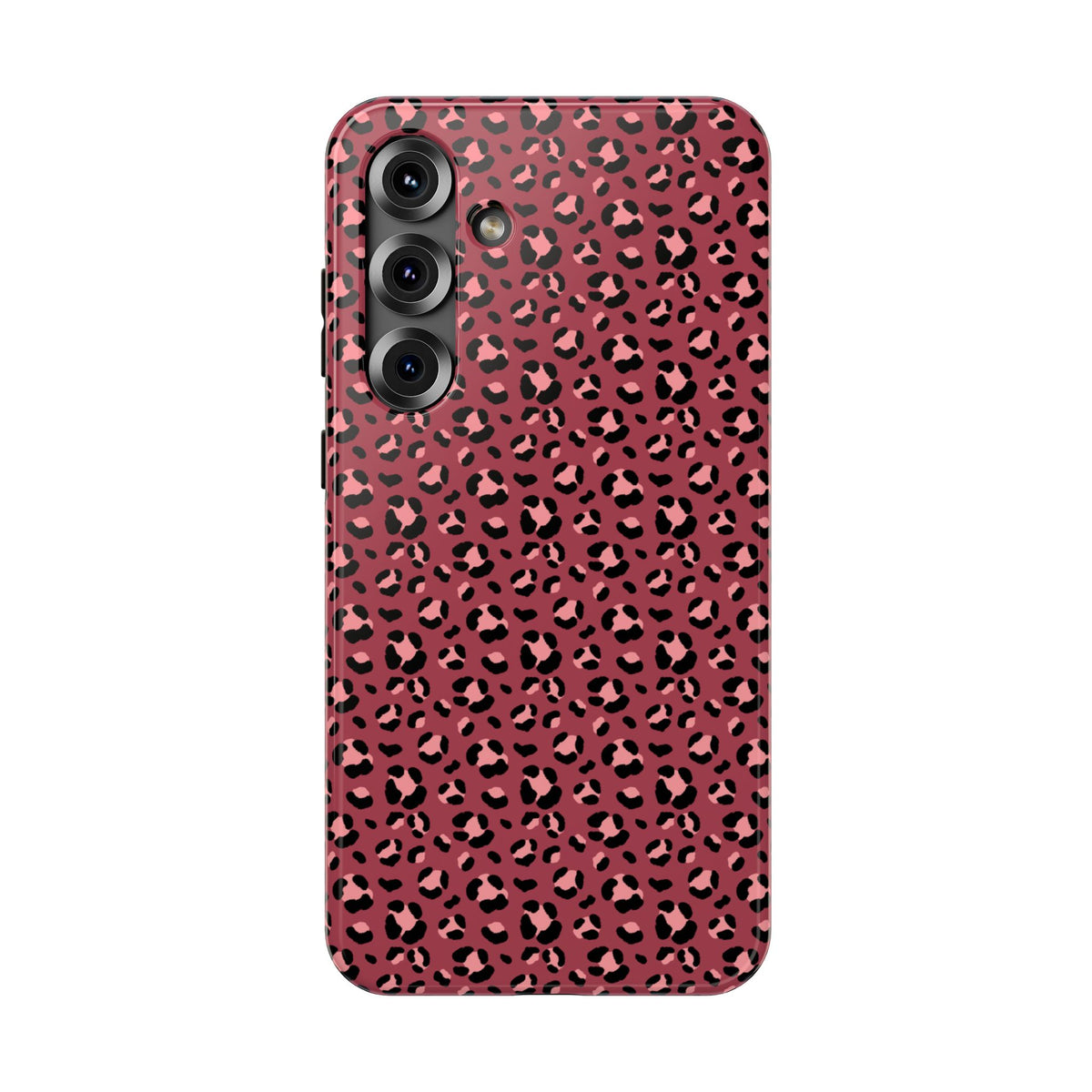 Pink Leopard protective phone case for Samsung Galaxy S25 Plus, glossy finish