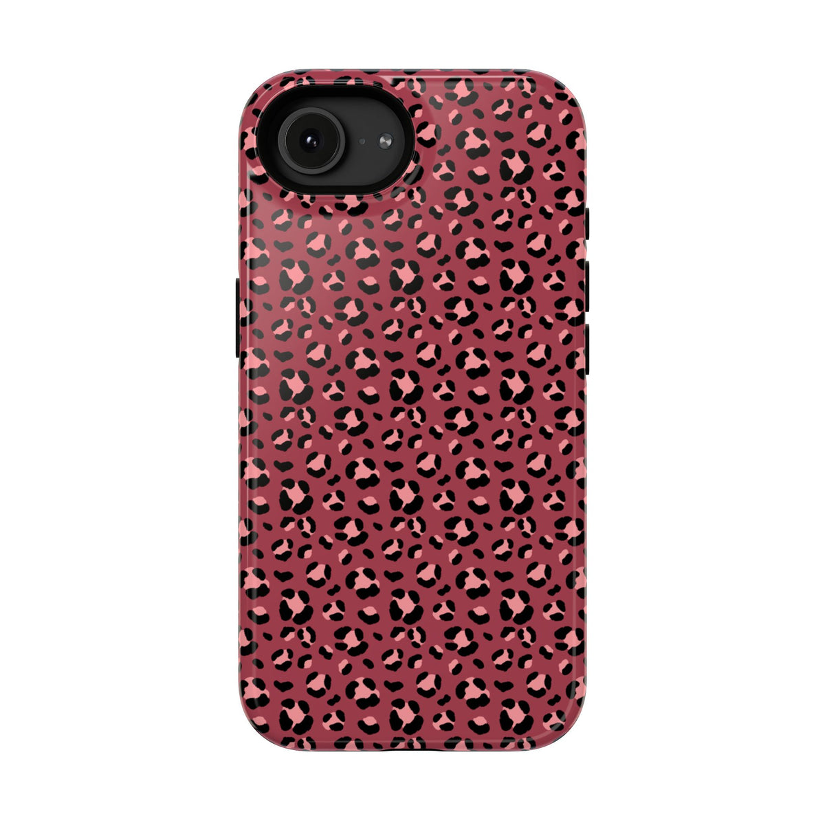 Pink Leopard protective phone case for iPhone 16e, glossy finish