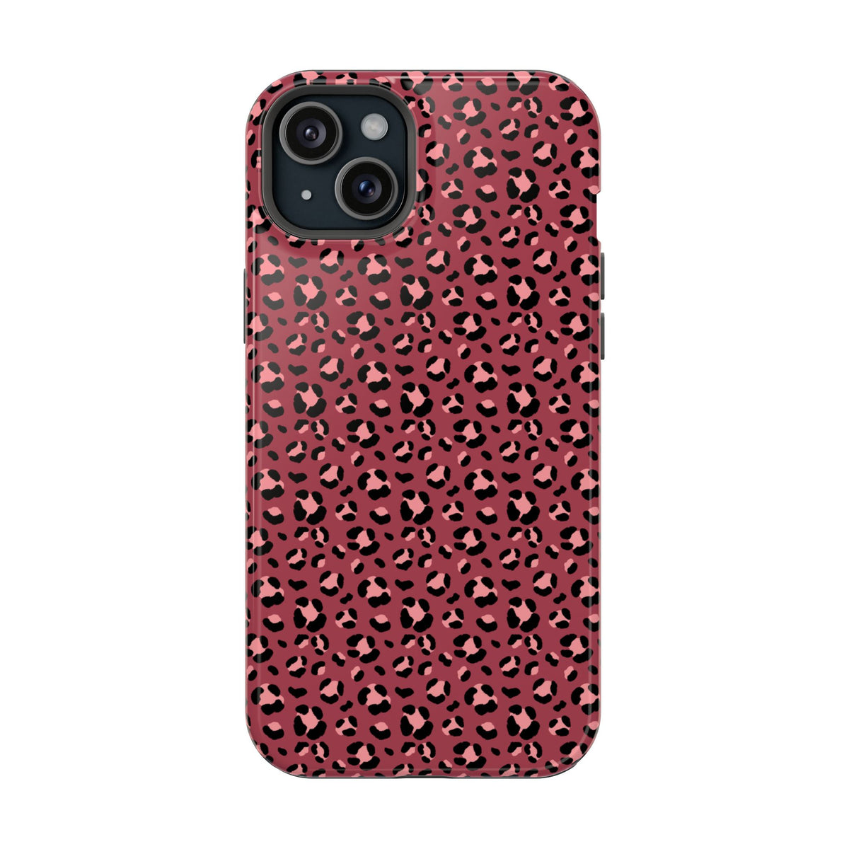 Pink Leopard MagSafe case for iPhone 15 Plus, glossy finish