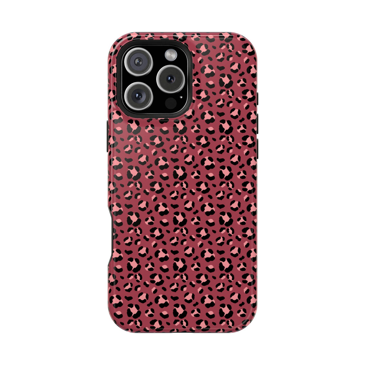 Pink Leopard MagSafe case for iPhone 16 Pro Max, glossy finish
