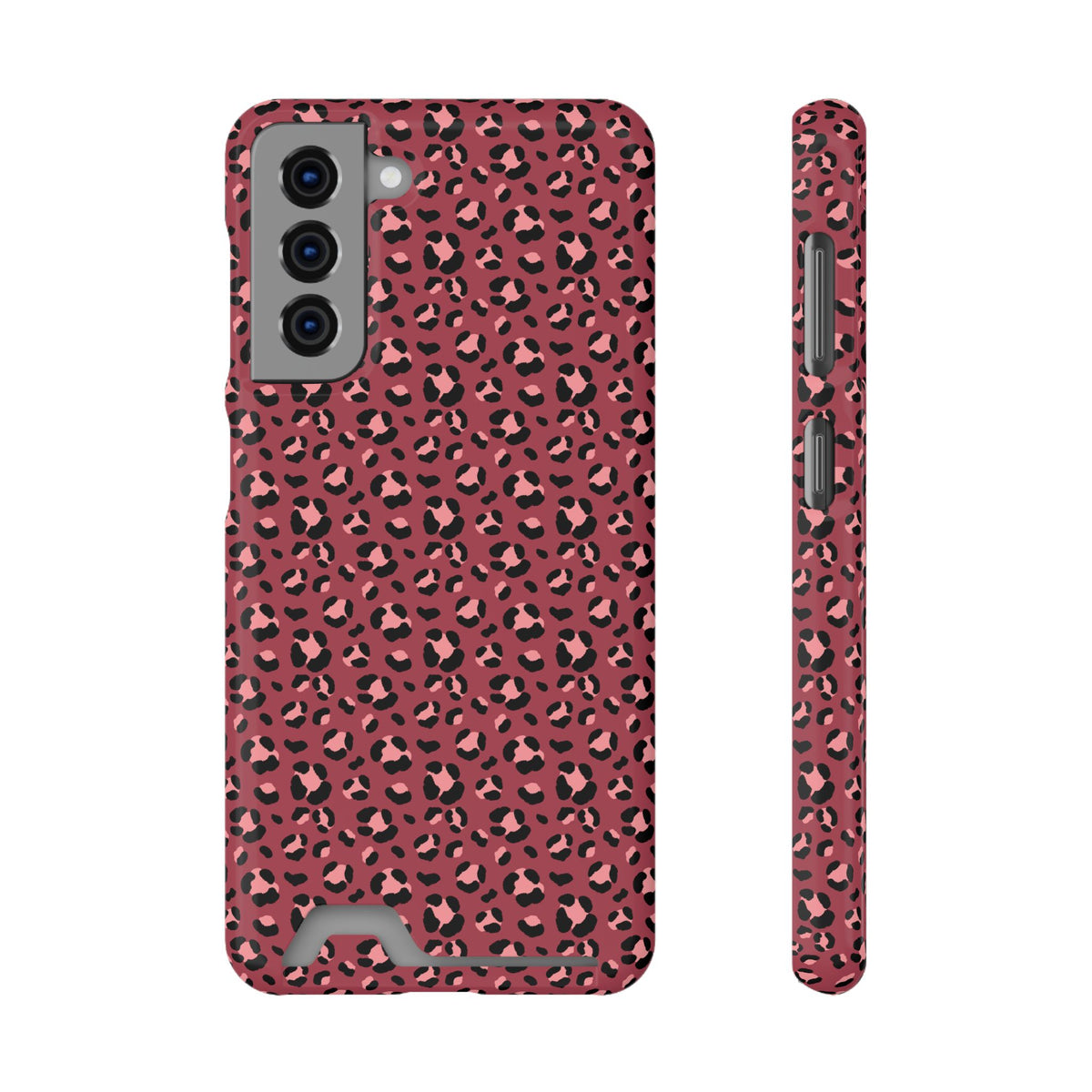 Pink Leopard phone case with card holder for Samsung Galaxy S21, glossy finish