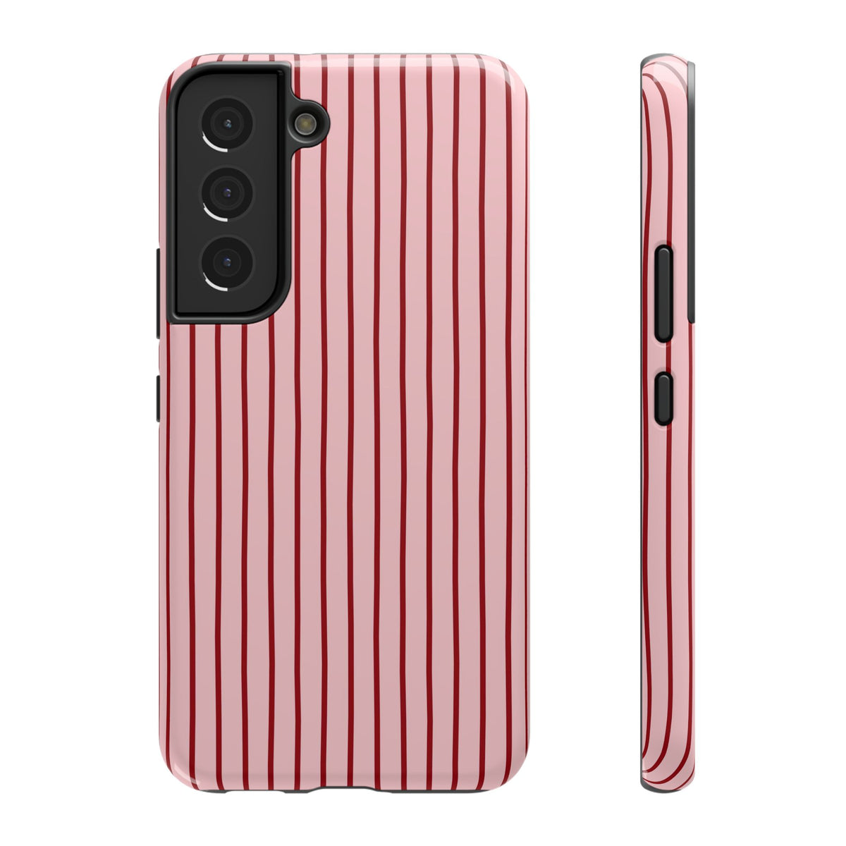 Pink Pinstripe protective phone case for Samsung Galaxy S22, glossy finish