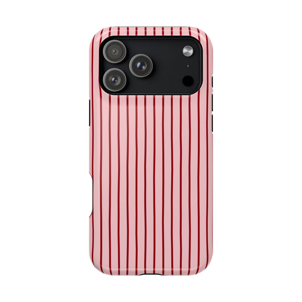 Pink Pinstripe protective phone case for iPhone 18 Pro Max, glossy finish