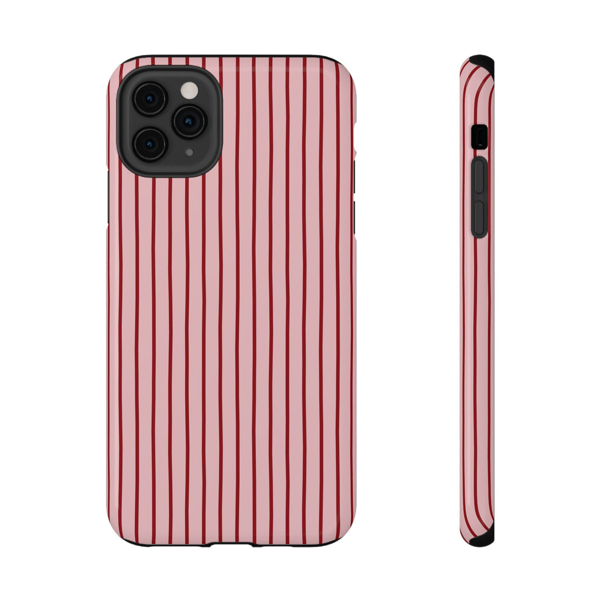 Pink Pinstripe protective phone case for iPhone 11 Pro Max, glossy finish