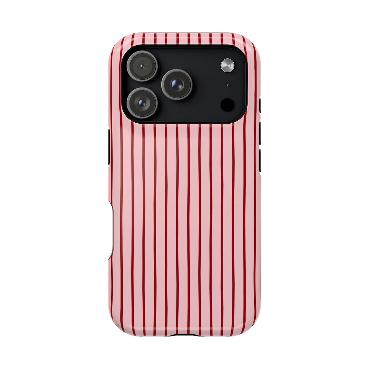 Pink Pinstripe MagSafe case for iPhone 18 Pro, glossy finish