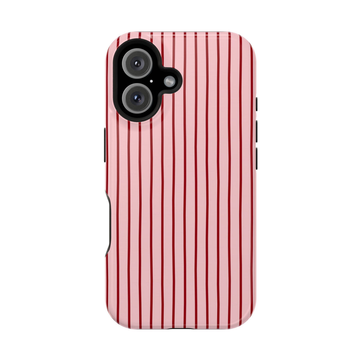 Pink Pinstripe MagSafe case for iPhone 16, glossy finish