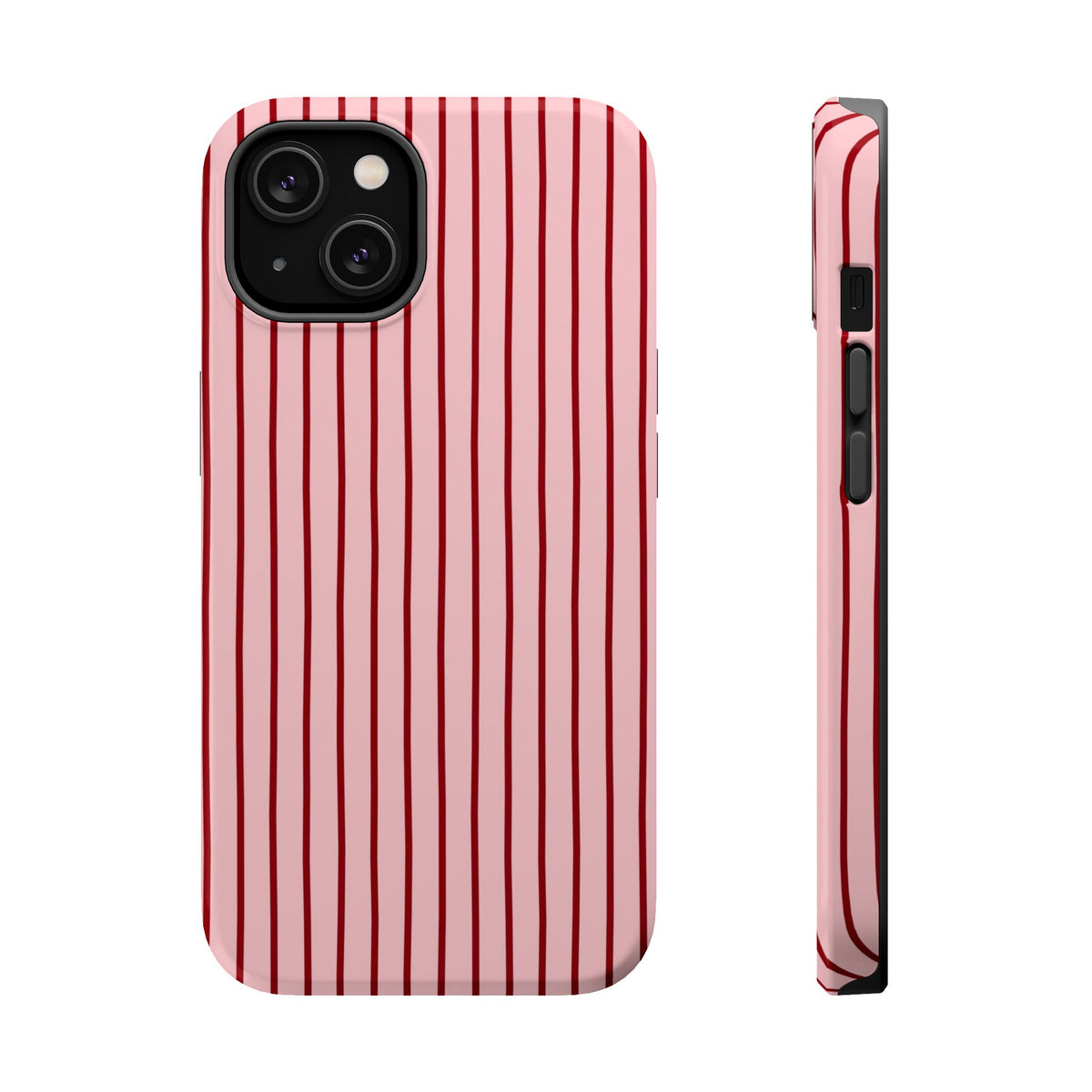 Pink Pinstripe MagSafe case for iPhone 14, glossy finish