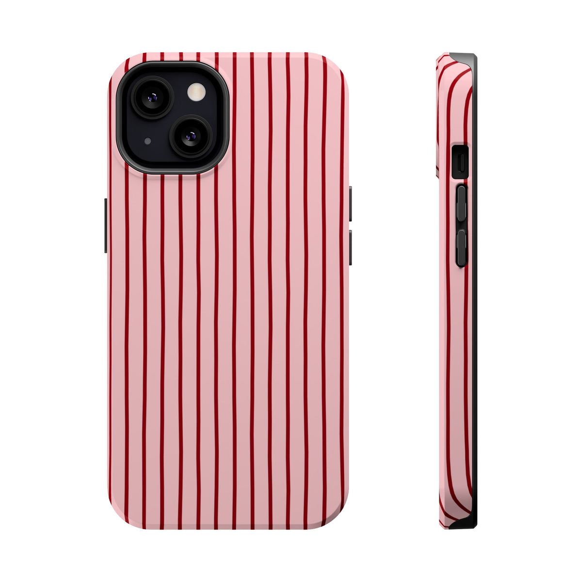Pink Pinstripe MagSafe case for iPhone 13, glossy finish