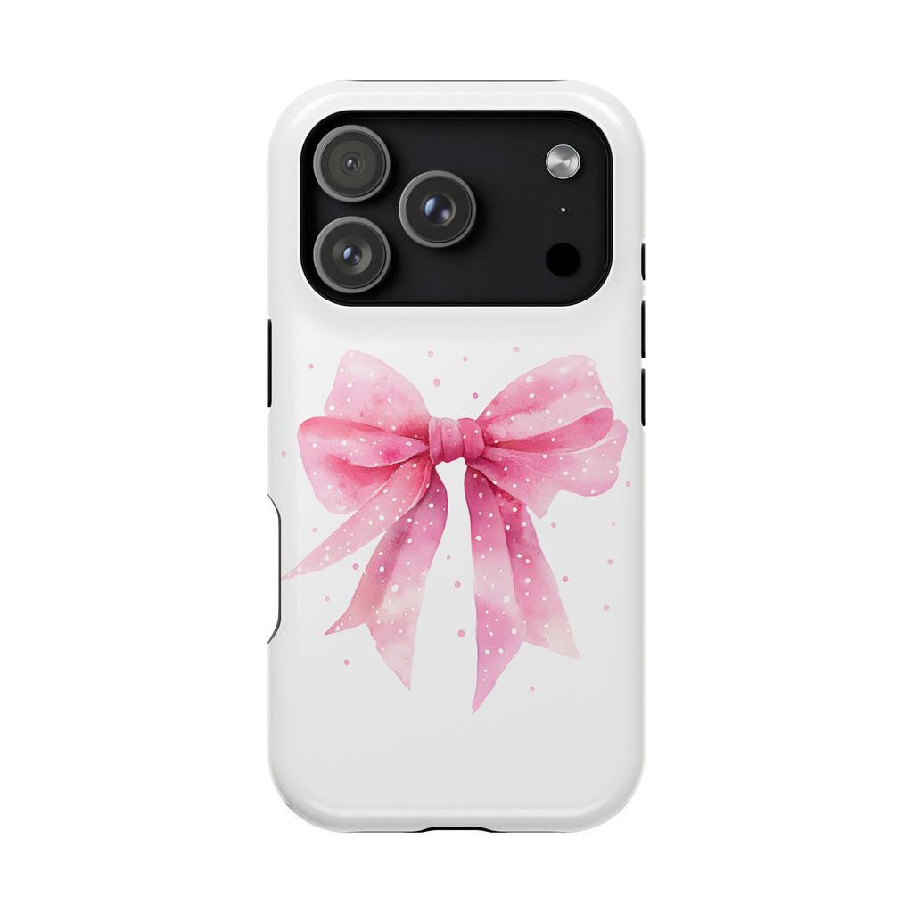 Pink Ribbon Bow protective phone case for iPhone 18 Pro, glossy finish