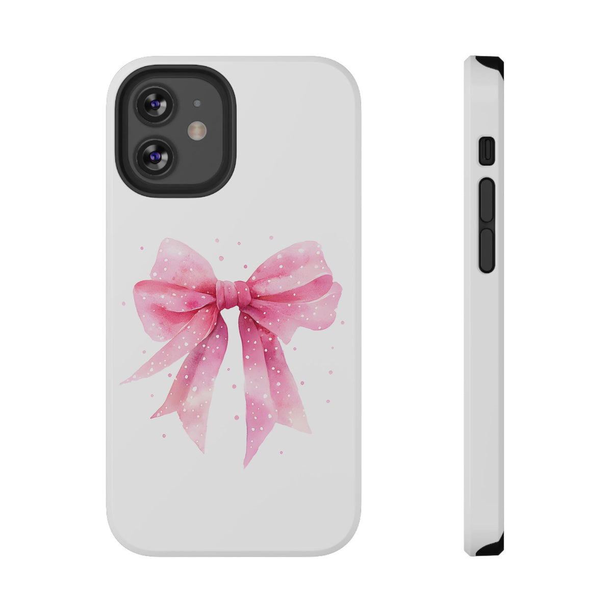 Pink Ribbon Bow protective phone case for iPhone 12 Mini, glossy finish