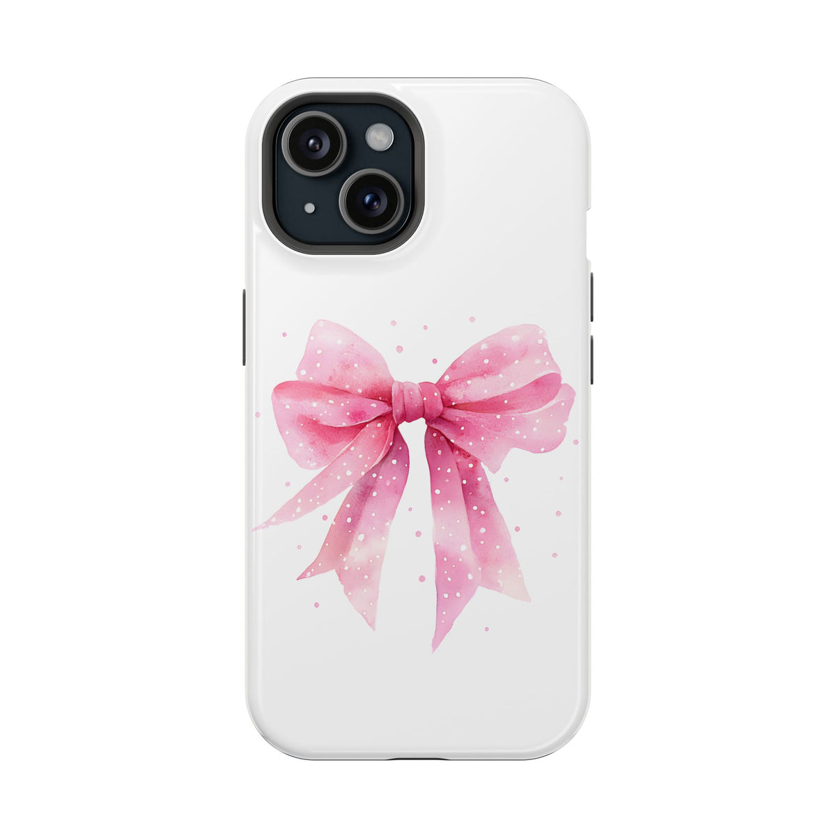 Pink Ribbon Bow protective phone case for iPhone 15, glossy finish