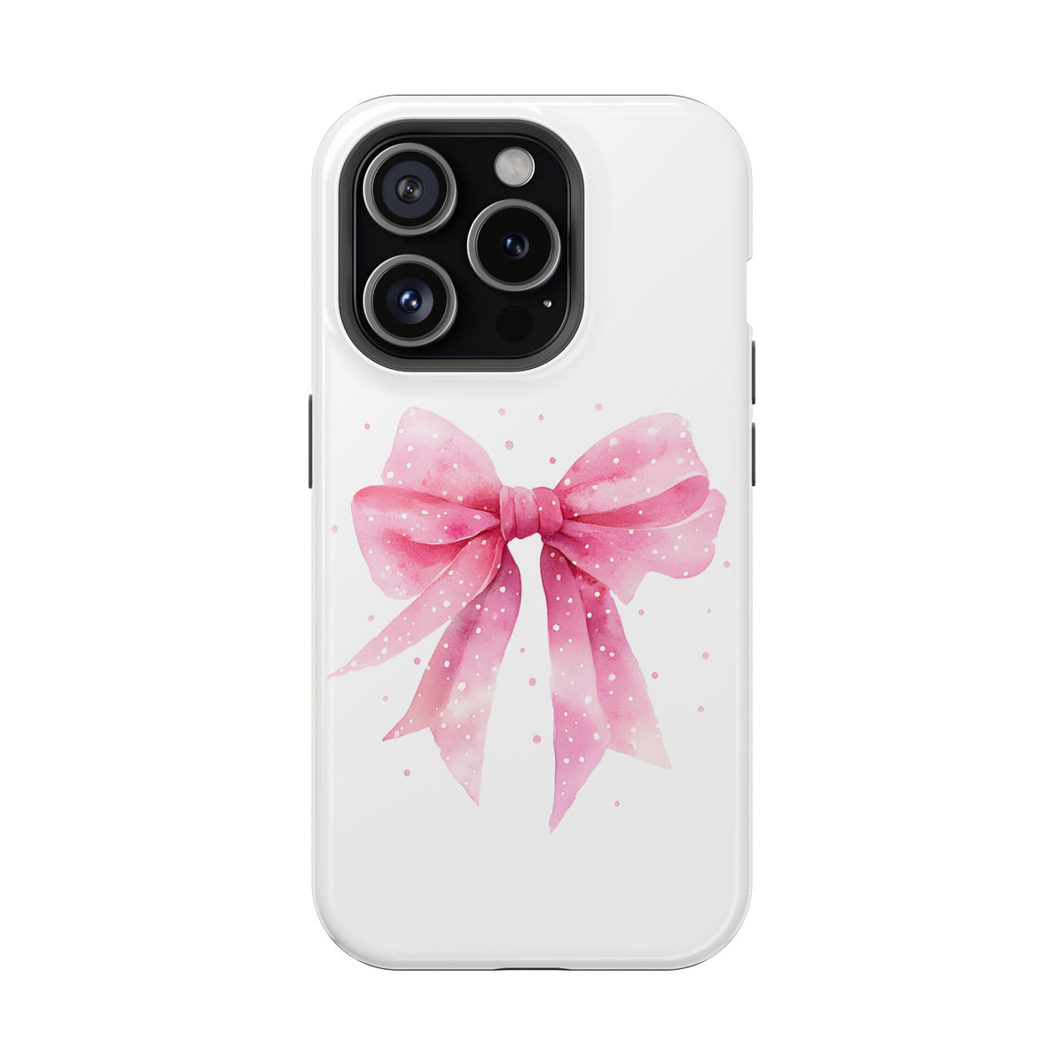 Pink Ribbon Bow protective phone case for iPhone 15 Pro, glossy finish
