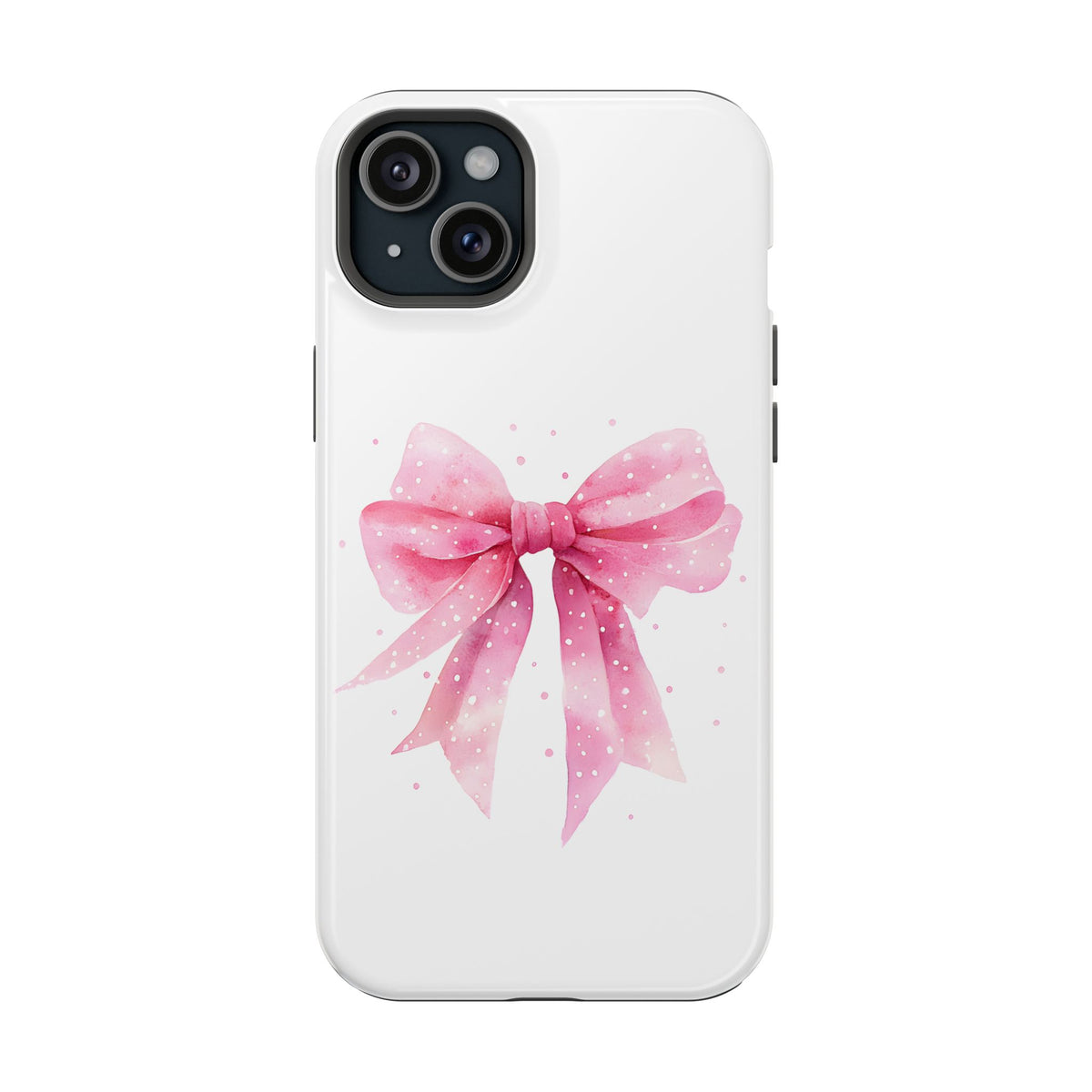 Pink Ribbon Bow protective phone case for iPhone 15 Plus, glossy finish