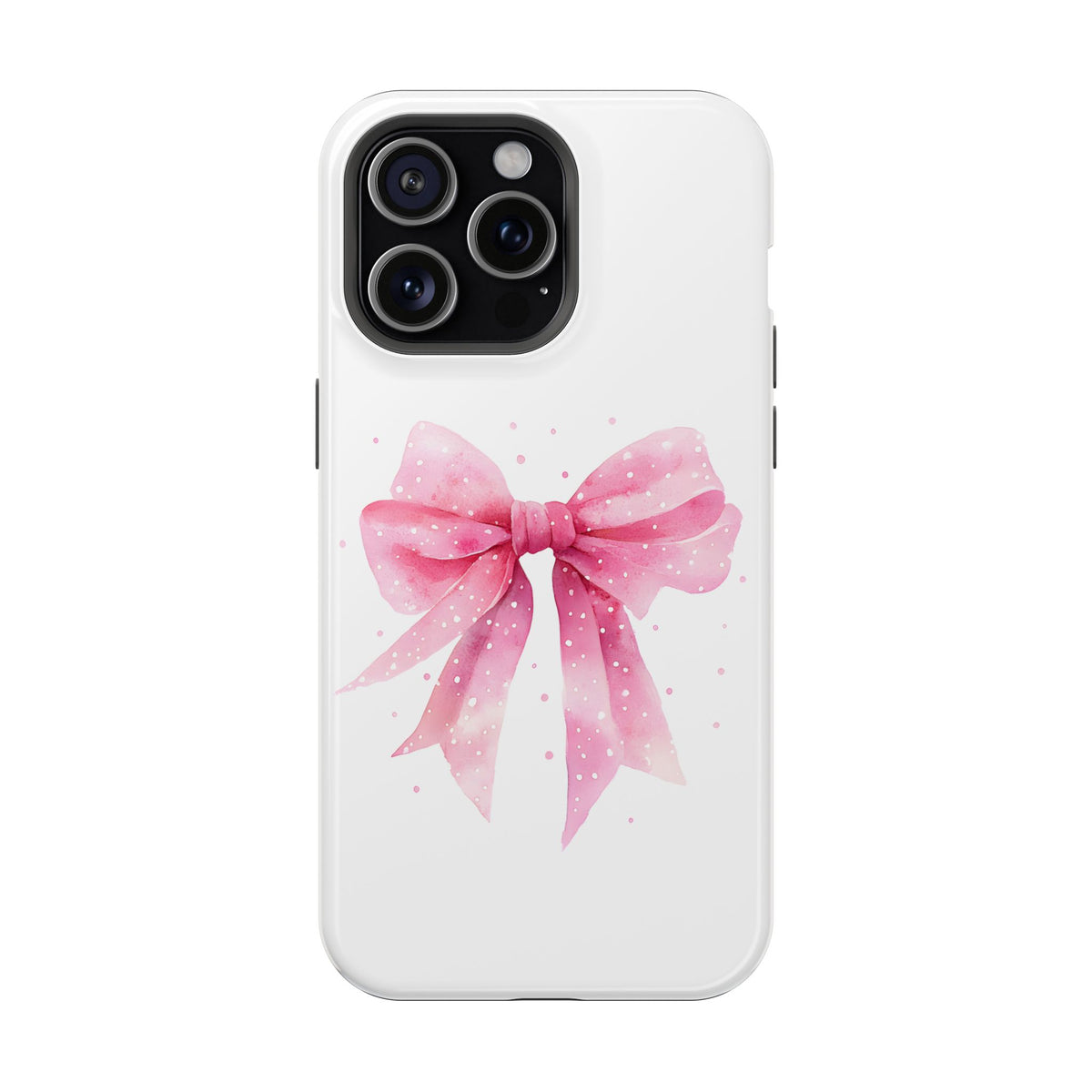 Pink Ribbon Bow protective phone case for iPhone 15 Pro Max, glossy finish