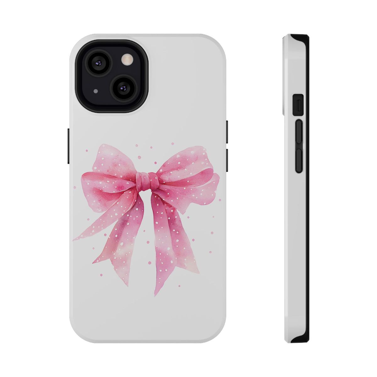 Pink Ribbon Bow protective phone case for iPhone 13, glossy finish