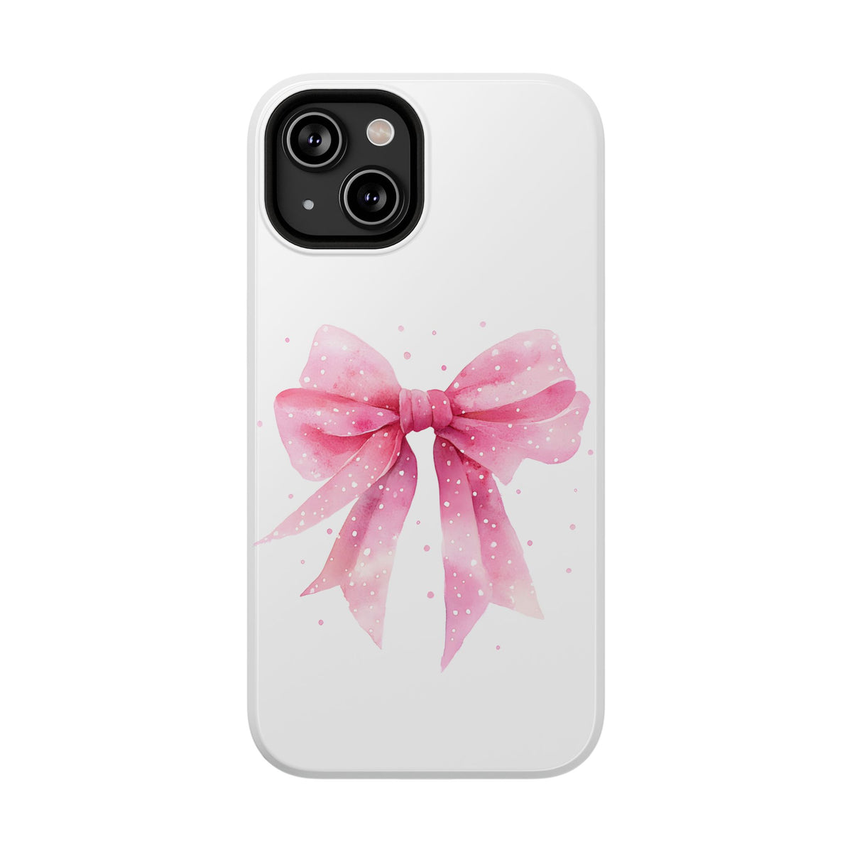 Pink Ribbon Bow protective phone case for iPhone 14, glossy finish