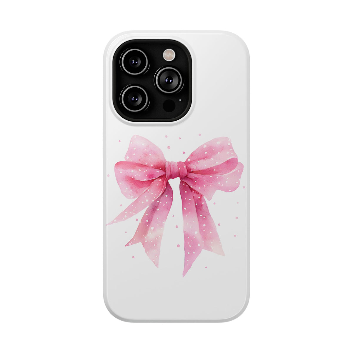 Pink Ribbon Bow protective phone case for iPhone 14 Pro, glossy finish