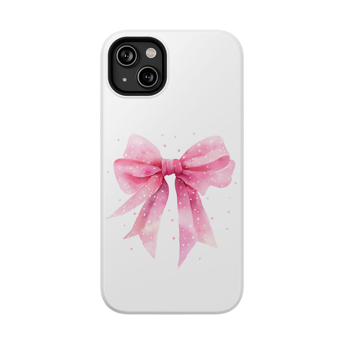 Pink Ribbon Bow protective phone case for iPhone 14 Plus, glossy finish