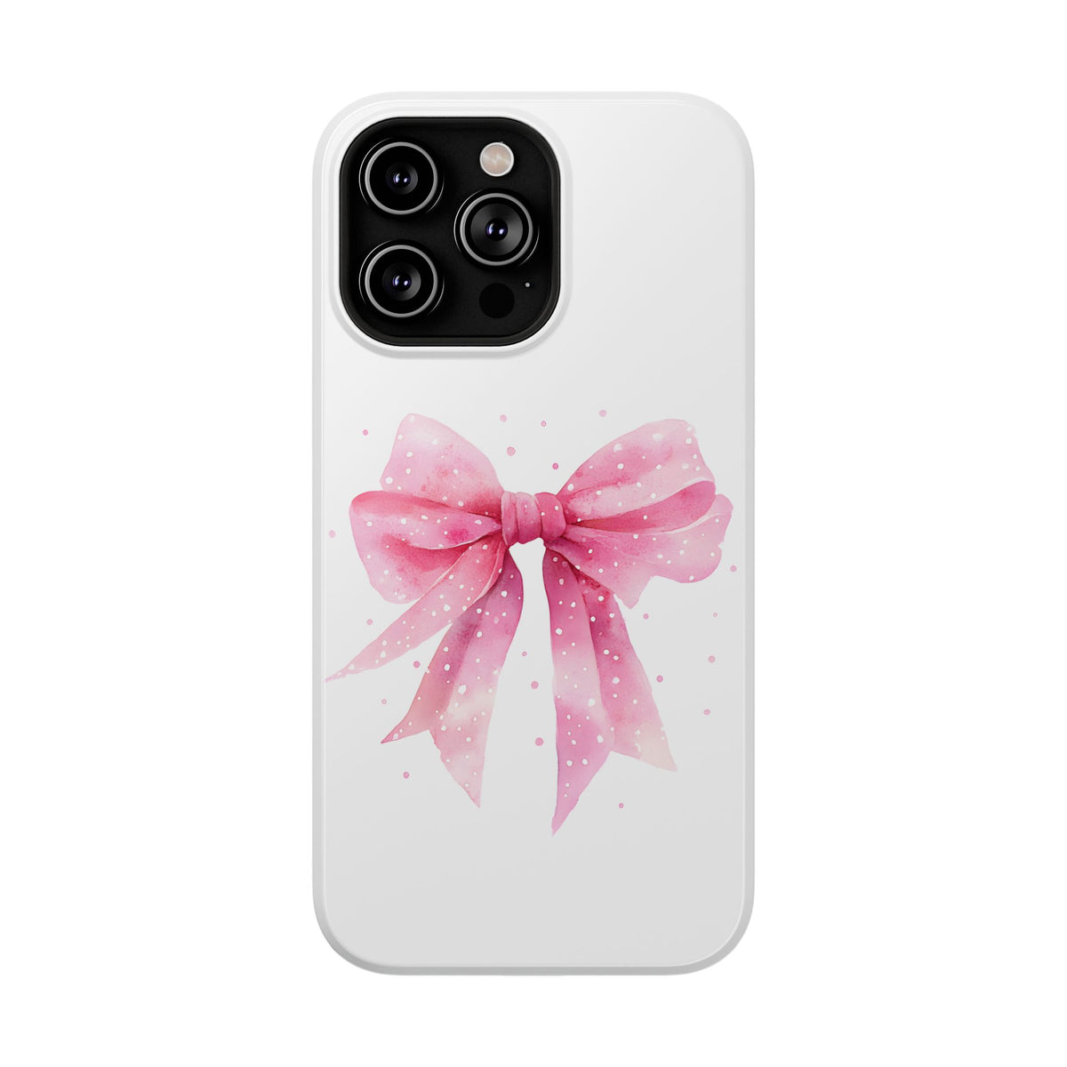 Pink Ribbon Bow protective phone case for iPhone 14 Pro Max, glossy finish