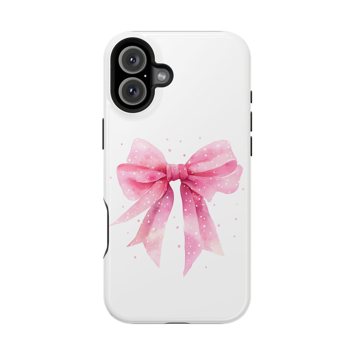 Pink Ribbon Bow protective phone case for iPhone 16 Plus, glossy finish
