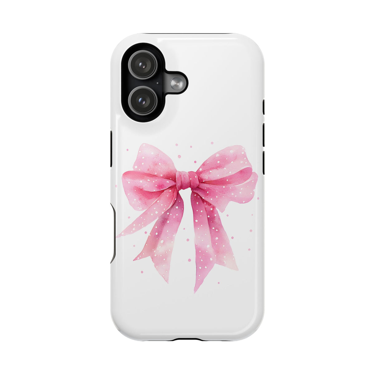 Pink Ribbon Bow protective phone case for iPhone 17, glossy finish