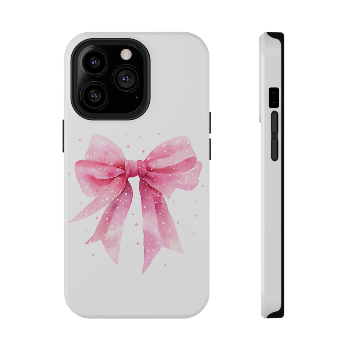Pink Ribbon Bow protective phone case for iPhone 13 Pro, glossy finish