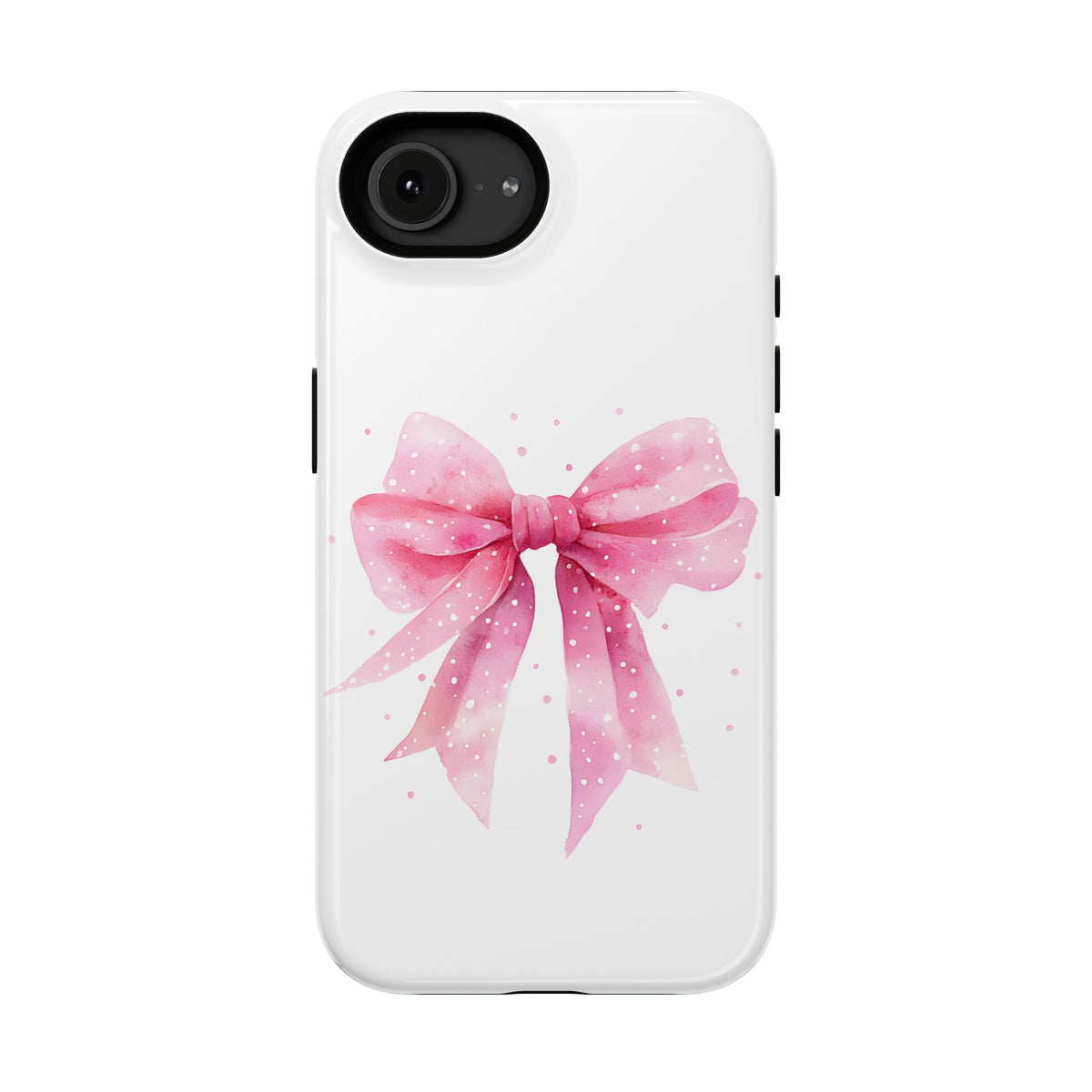 Pink Ribbon Bow protective phone case for iPhone 16e, glossy finish