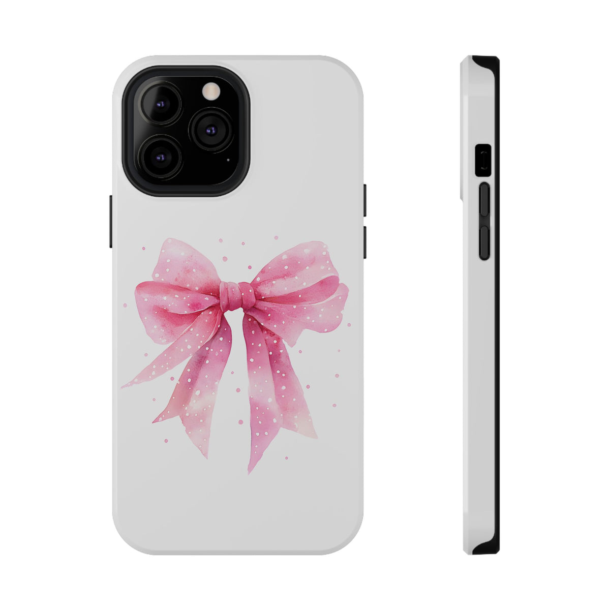 Pink Ribbon Bow protective phone case for iPhone 13 Pro Max, glossy finish