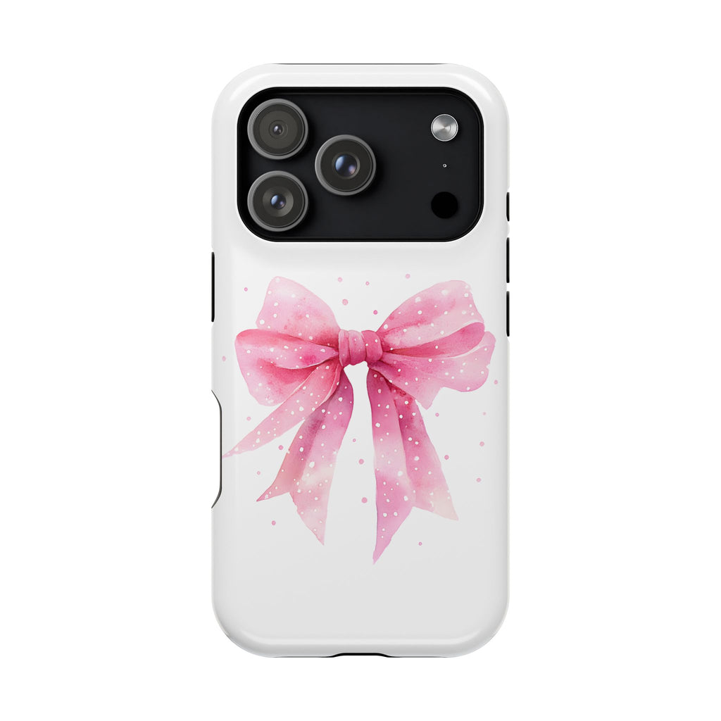 Pink Ribbon Bow MagSafe case for iPhone 18 Pro, glossy finish