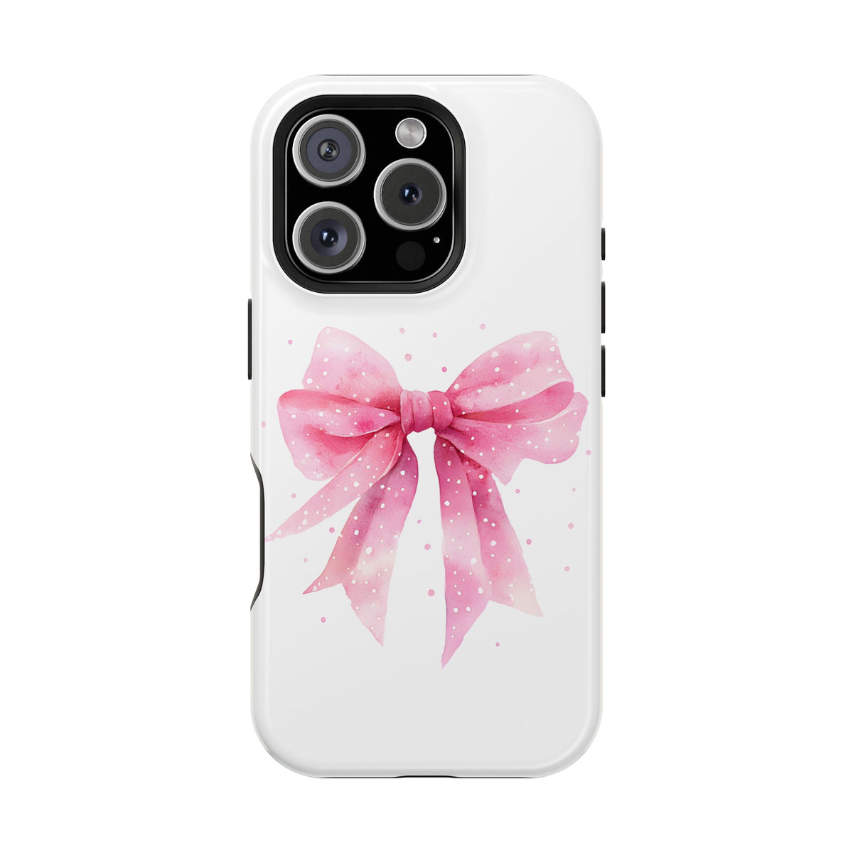 Pink Ribbon Bow MagSafe case for iPhone 16 Pro, glossy finish