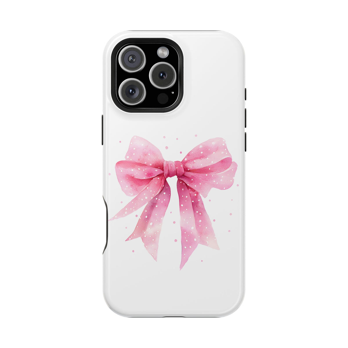 Pink Ribbon Bow MagSafe case for iPhone 16 Pro Max, glossy finish