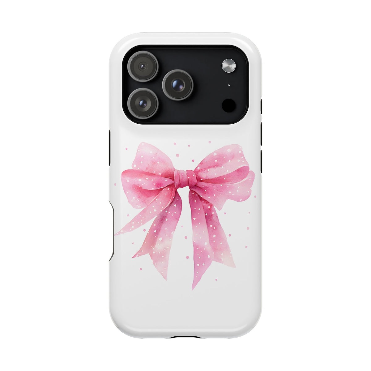 Pink Ribbon Bow MagSafe case for iPhone 17 Pro, glossy finish