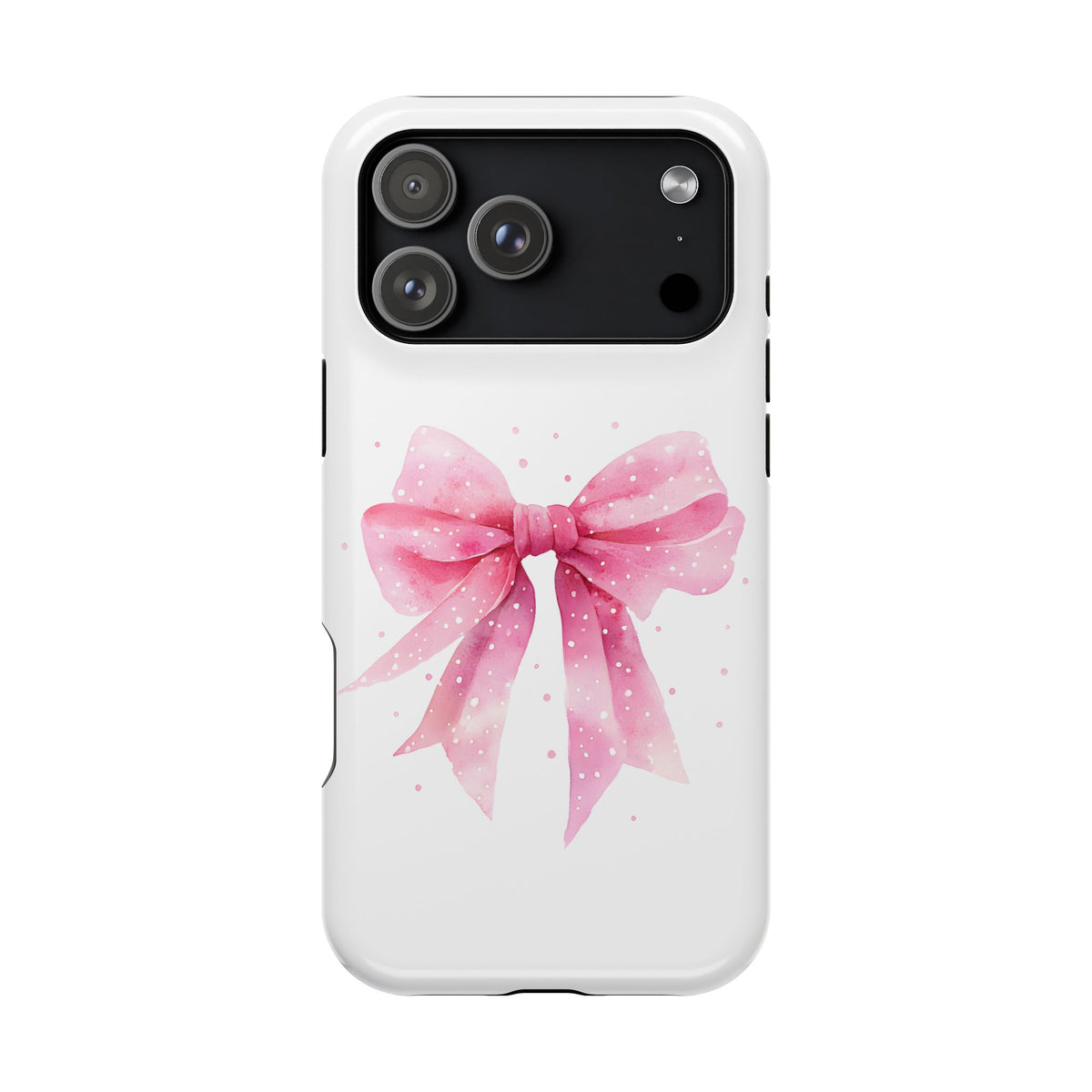 Pink Ribbon Bow MagSafe case for iPhone 17 Pro Max, glossy finish