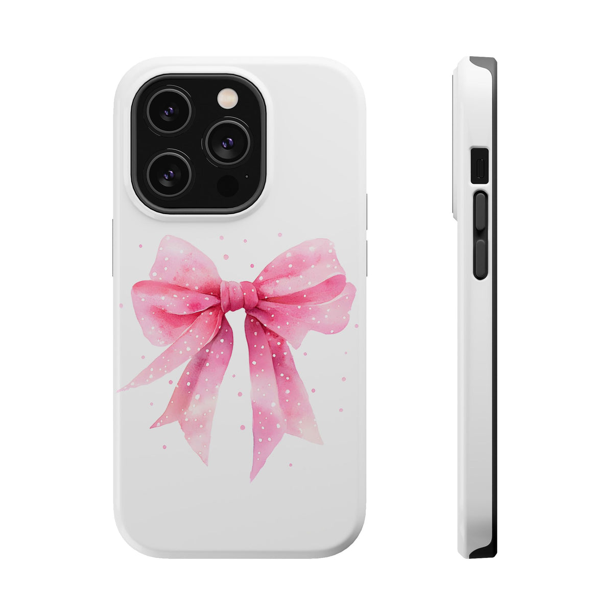 Pink Ribbon Bow MagSafe case for iPhone 14 Pro, glossy finish