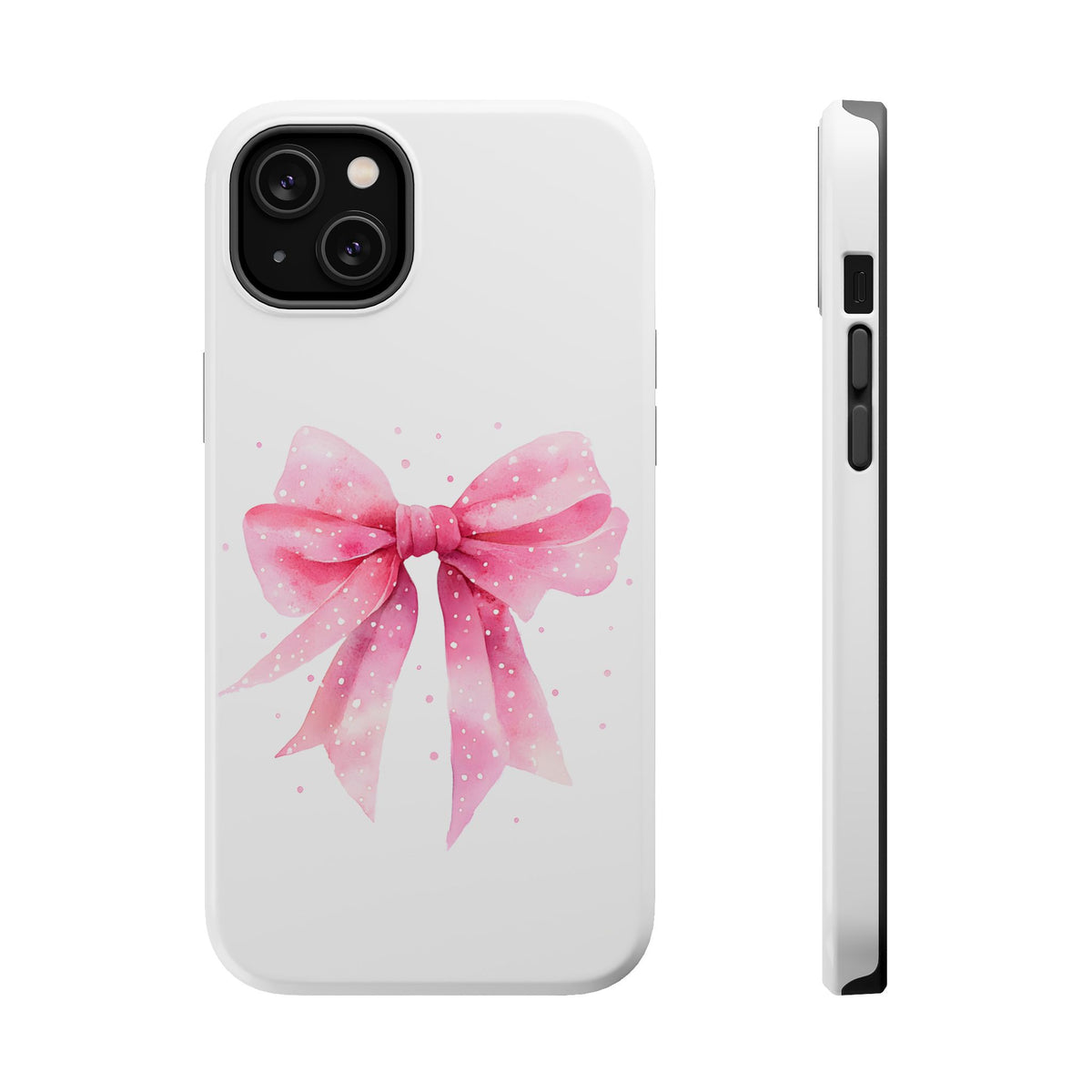 Pink Ribbon Bow MagSafe case for iPhone 14 Plus, glossy finish