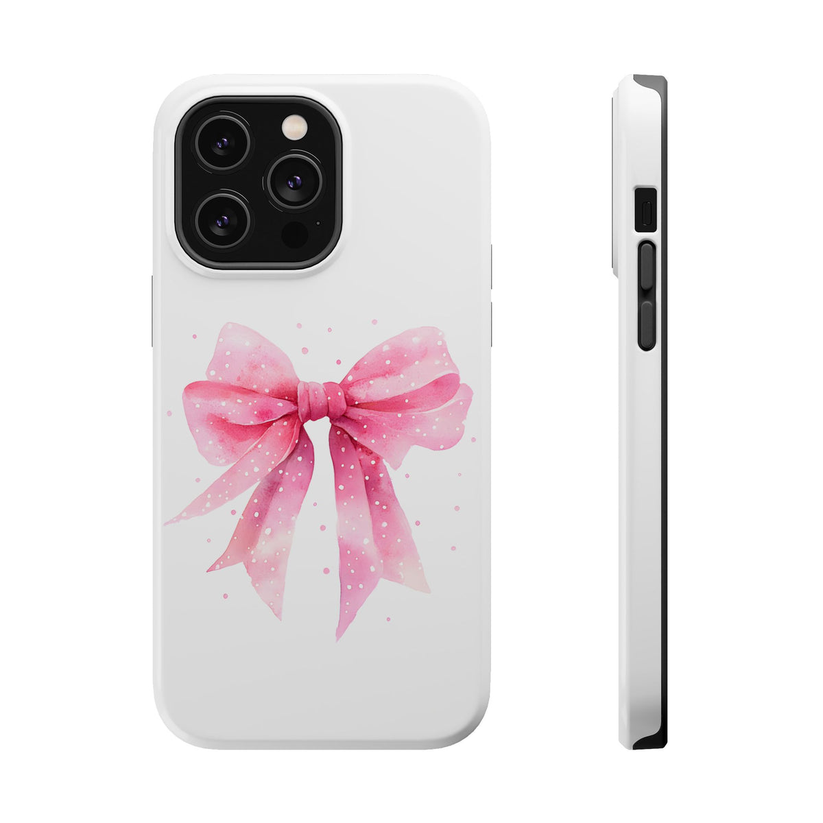 Pink Ribbon Bow MagSafe case for iPhone 14 Pro Max, glossy finish
