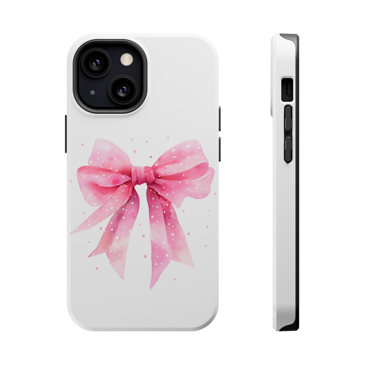 Pink Ribbon Bow MagSafe case for iPhone 13 Mini, glossy finish