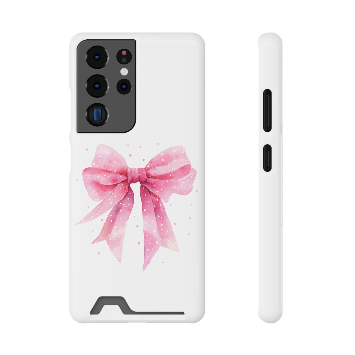 Pink Ribbon Bow phone case with card holder for Samsung Galaxy S22 Plus, glossy finish