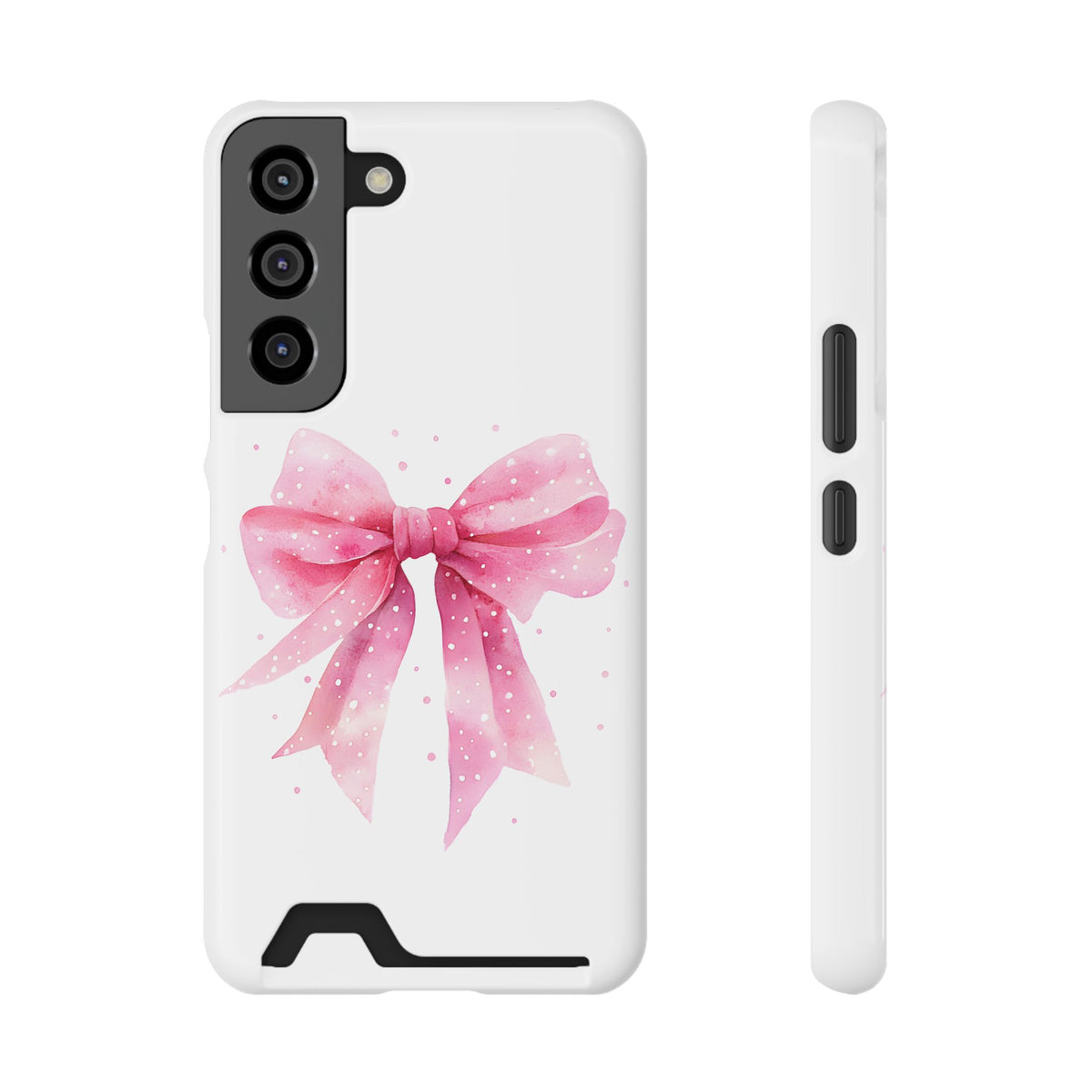 Pink Ribbon Bow phone case with card holder for Samsung Galaxy S22, glossy finish
