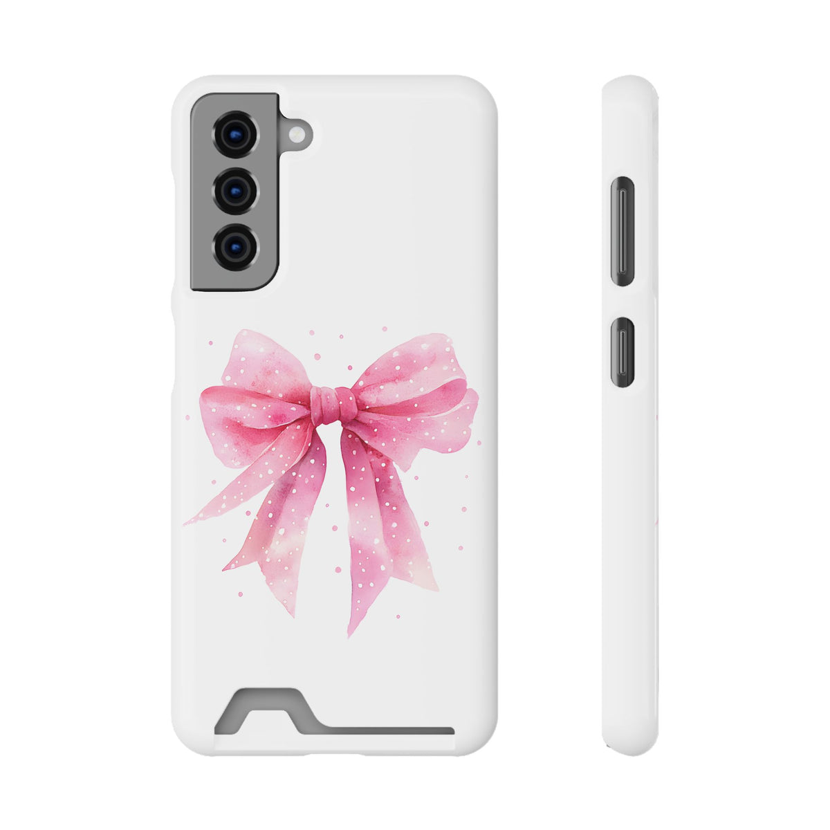 Pink Ribbon Bow phone case with card holder for Samsung Galaxy S21, glossy finish
