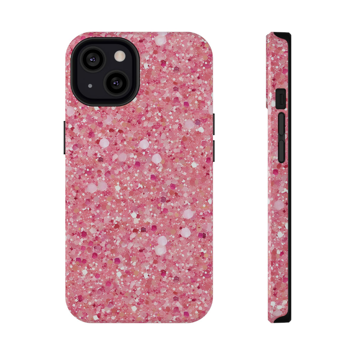 Pink Sparkle protective phone case for iPhone 13, glossy finish