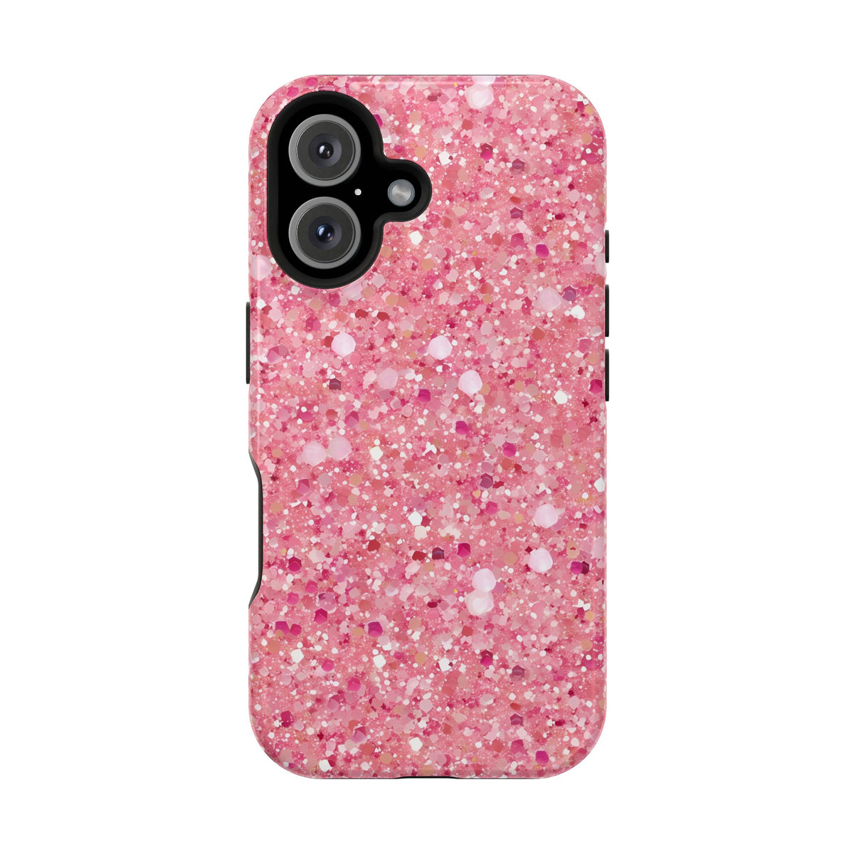 Pink Sparkle protective phone case for iPhone 16, glossy finish